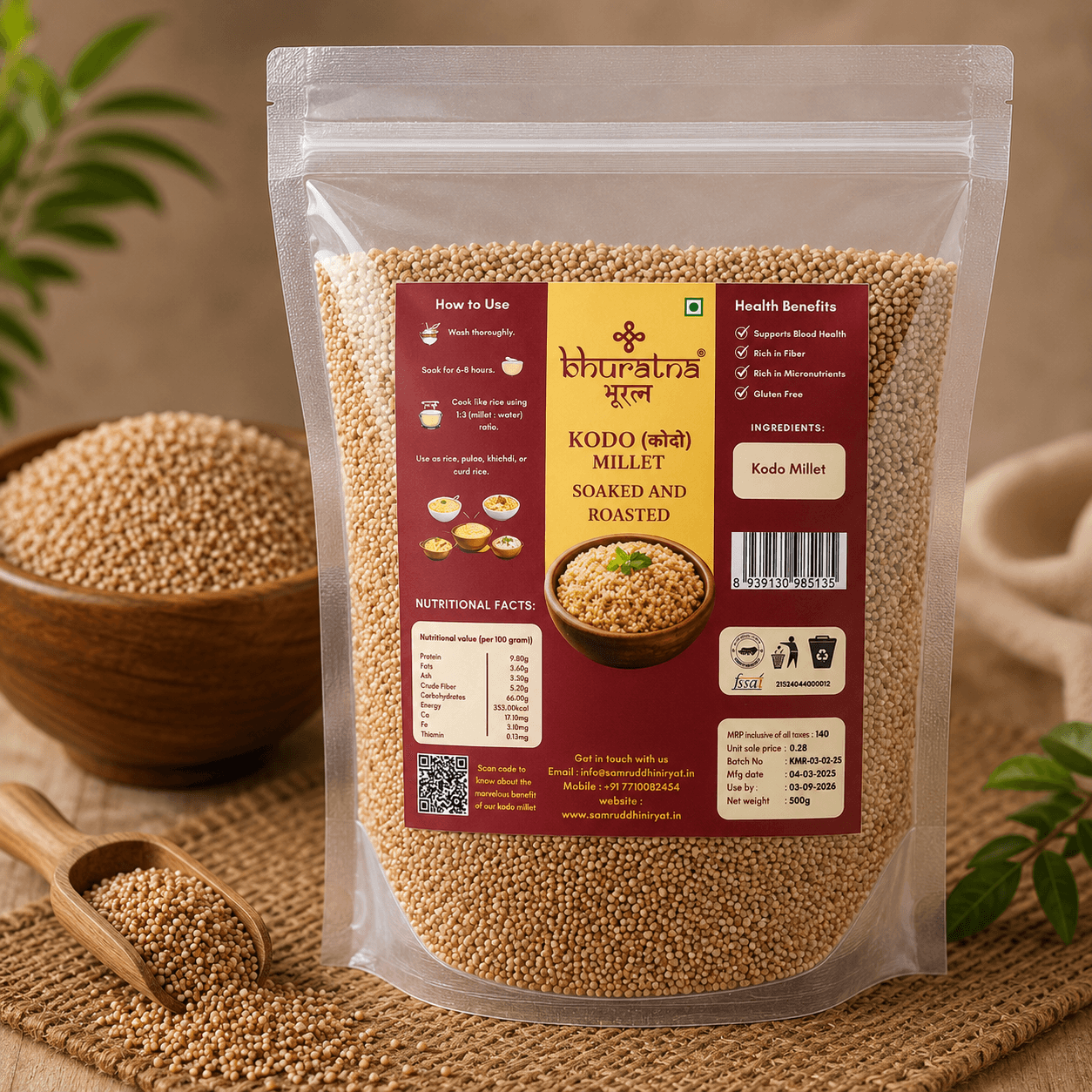 Kodo millet (Unpolished soaked and dried)
