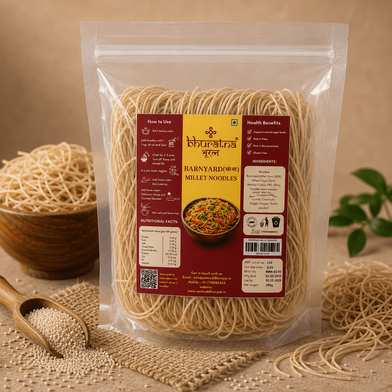 Barnyard millet noodles