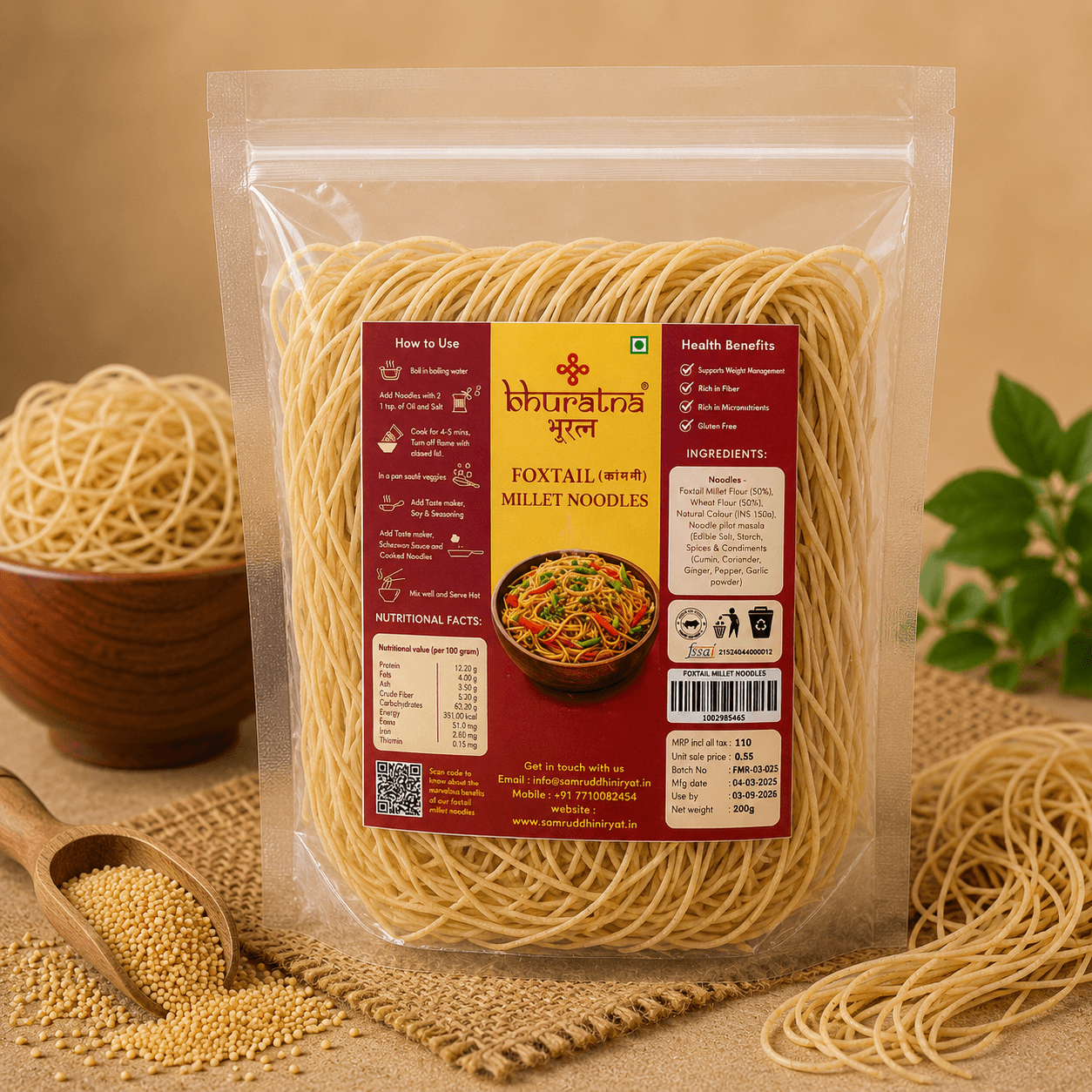 Foxtail millet noodles