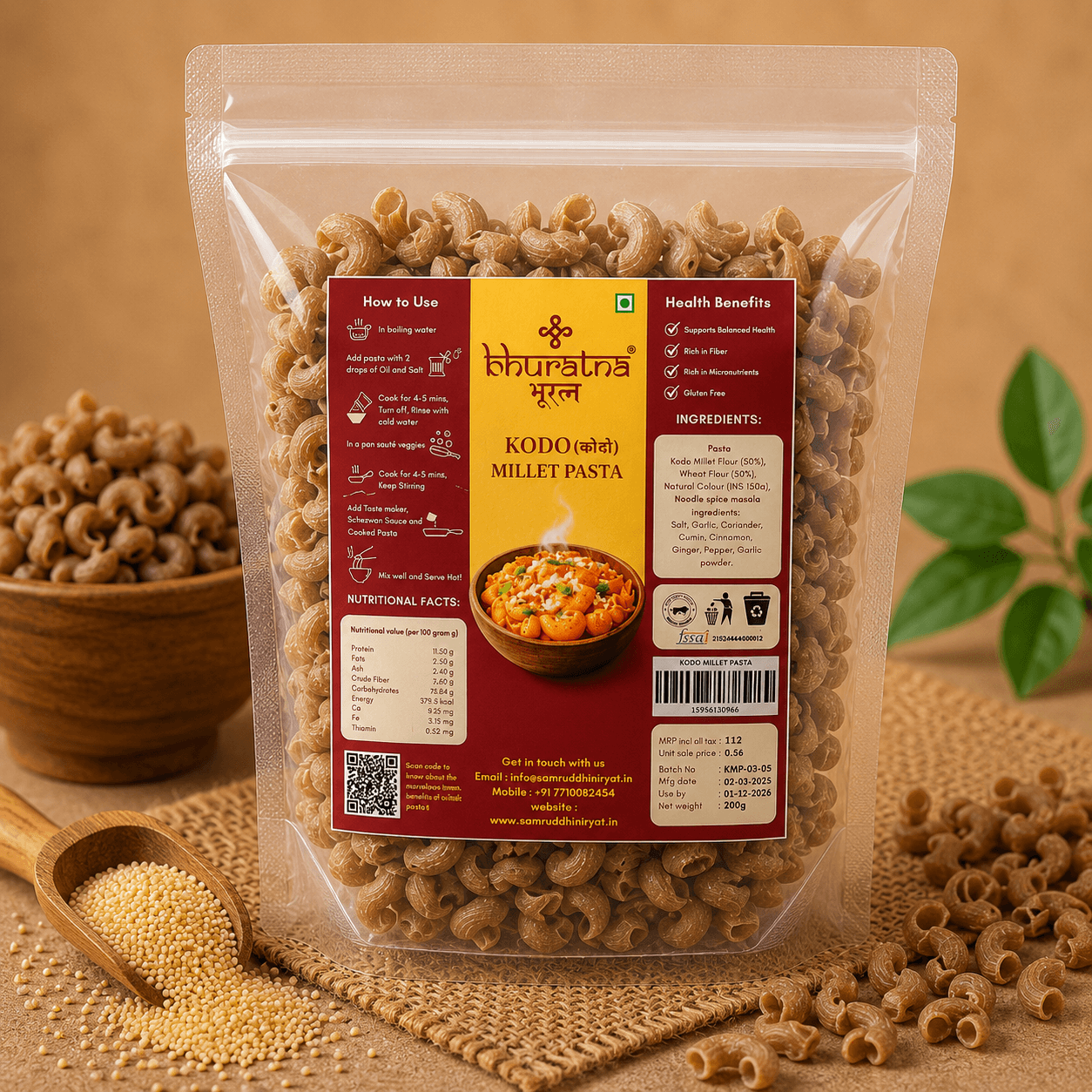 Kodo millet pasta