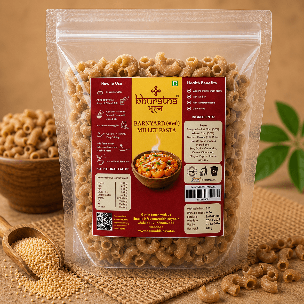 Barnyard millet pasta